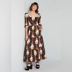 New Hutch Anthropologie "Let's Go Boho" belted maxi dress Sz 4